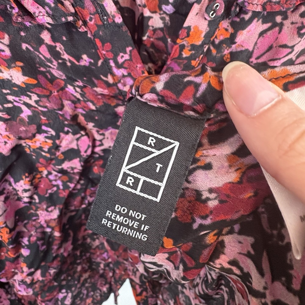 Gilner‎ Farrar  Black Red Pink Floral Smocked Long Sleeve Top Size M - Picture 4 of 12